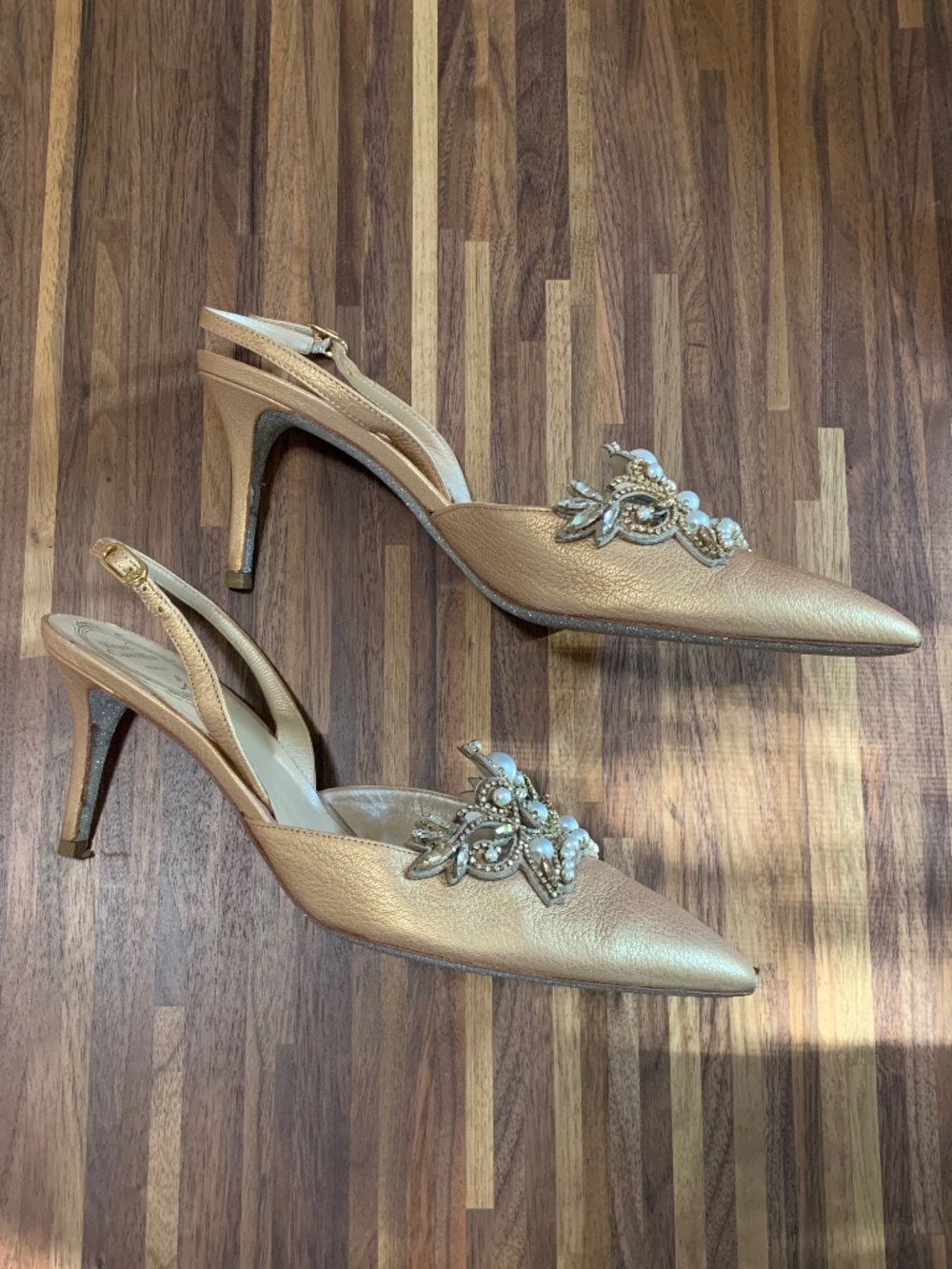 Rene Caovilla Embellished Champagne Heels - Picture 3 of 15
